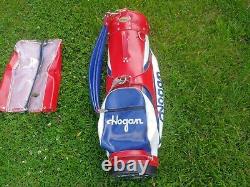 Vintage Ben Hogan Golf Cart Bag Large Red/white/blue 6 Way Divider & Rain Cover