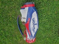 Vintage Ben Hogan Golf Cart Bag Large Red/white/blue 6 Way Divider & Rain Cover