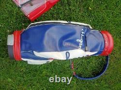 Vintage Ben Hogan Golf Cart Bag Large Red/white/blue 6 Way Divider & Rain Cover