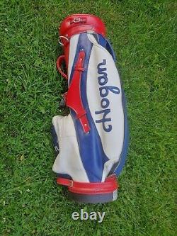 Vintage Ben Hogan Golf Cart Bag Large Red/white/blue 6 Way Divider & Rain Cover