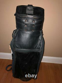 Vintage Black & White Leather Titleist Staff or Cart Bag / Strap