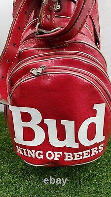 Vintage Budweiser Golf 6 Way Cart Bag Red Retro Bud King of Beers Golf Bag Nice