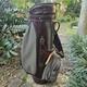 Vintage Burton Golf Bag 6 Way 4 Pockets Cart Carry Brown Gray Leather