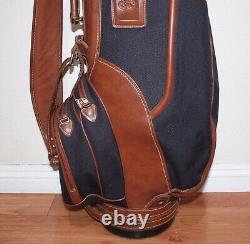 Vintage Daiwa Coach 3 Way Divider Golf Cart Bag Tan Leather Trim Free Ship