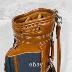Vintage Daiwa Coach Collection 3-Way Golf Cart Bag Green Canvas/Brown Leather