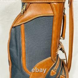 Vintage Daiwa Coach Collection 3-Way Golf Cart Bag Green Canvas/Brown Leather