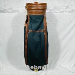 Vintage Daiwa Coach Collection 3-Way Golf Cart Bag Green Canvas/Brown Leather