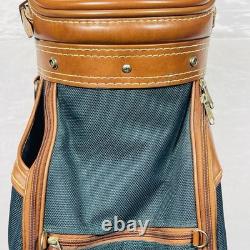 Vintage Daiwa Coach Collection 3-Way Golf Cart Bag Green Canvas/Brown Leather