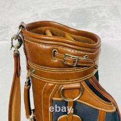 Vintage Daiwa Coach Collection 3-Way Golf Cart Bag Green Canvas/Brown Leather