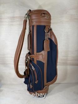 Vintage Daiwa Coach Collection Golf Bag 3-way Divider Navy Brown Tan Leather