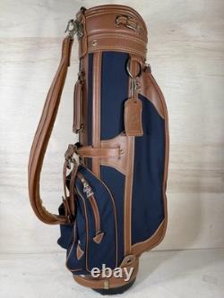 Vintage Daiwa Coach Collection Golf Bag 3-way Divider Navy Brown Tan Leather