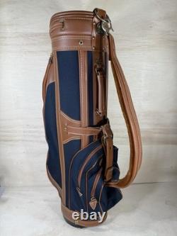 Vintage Daiwa Coach Collection Golf Bag 3-way Divider Navy Brown Tan Leather