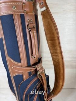Vintage Daiwa Coach Collection Golf Bag 3-way Divider Navy Brown Tan Leather
