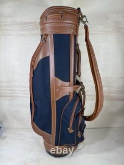 Vintage Daiwa Coach Collection Golf Bag 3-way Divider Navy Brown Tan Leather