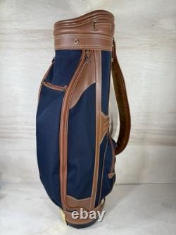 Vintage Daiwa Coach Collection Golf Bag 3-way Divider Navy Brown Tan Leather