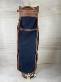 Vintage Daiwa Coach Collection Golf Bag 3-way Divider Navy Brown Tan Leather