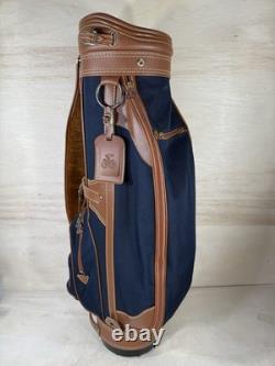 Vintage Daiwa Coach Collection Golf Bag 3-way Divider Navy Brown Tan Leather