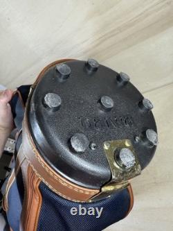Vintage Daiwa Coach Collection Golf Bag 3-way Divider Navy Brown Tan Leather