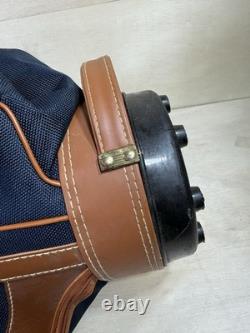 Vintage Daiwa Coach Collection Golf Bag 3-way Divider Navy Brown Tan Leather