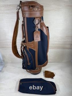 Vintage Daiwa Coach Collection Golf Bag 3-way Divider Navy Brown Tan Leather