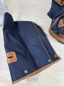 Vintage Daiwa Coach Collection Golf Bag 3-way Divider Navy Brown Tan Leather