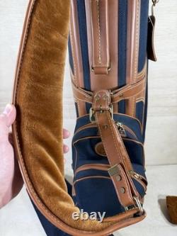 Vintage Daiwa Coach Collection Golf Bag 3-way Divider Navy Brown Tan Leather