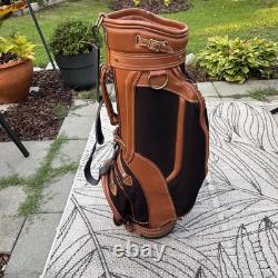 Vintage Daiwa Coach Collection Golf Cart Bag Black & Beige Leather Trim