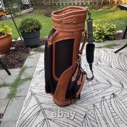 Vintage Daiwa Coach Collection Golf Cart Bag Black & Beige Leather Trim