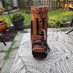 Vintage Daiwa Coach Collection Golf Cart Bag Black & Beige Leather Trim