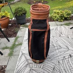 Vintage Daiwa Coach Collection Golf Cart Bag Black & Beige Leather Trim