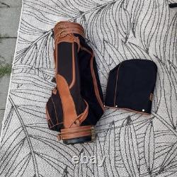 Vintage Daiwa Coach Collection Golf Cart Bag Black & Beige Leather Trim