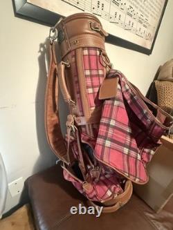 Vintage Daiwa Coach Collection Golf Cart Bag Plaid with Leather Trim EUC