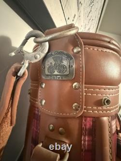 Vintage Daiwa Coach Collection Golf Cart Bag Plaid with Leather Trim EUC