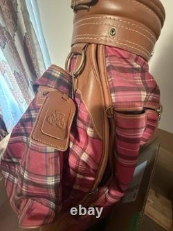 Vintage Daiwa Coach Collection Golf Cart Bag Plaid with Leather Trim EUC