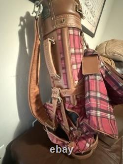 Vintage Daiwa Coach Collection Golf Cart Bag Plaid with Leather Trim EUC