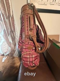 Vintage Daiwa Coach Collection Golf Cart Bag Plaid with Leather Trim EUC