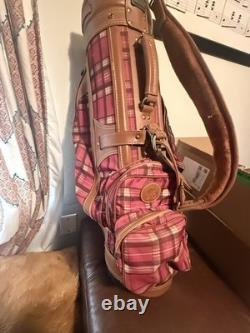 Vintage Daiwa Coach Collection Golf Cart Bag Plaid with Leather Trim EUC