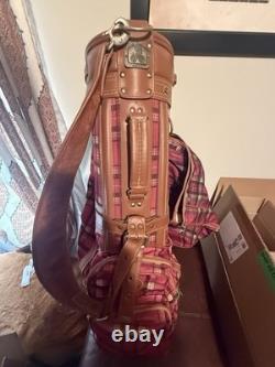 Vintage Daiwa Coach Collection Golf Cart Bag Plaid with Leather Trim EUC