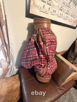 Vintage Daiwa Coach Collection Golf Cart Bag Plaid with Leather Trim EUC