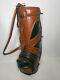 Vintage Hot-z Golf Cart Bag 6 Way Green And Brown Leather