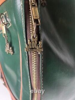 Vintage Hot-Z Golf Cart Bag 6 Way Green And Brown Leather