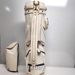 Vintage Hot Z White Faux Leather 3 Way Golf Cart Bag & Cover Made in USA