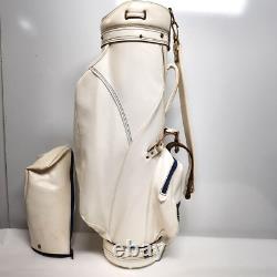 Vintage Hot Z White Faux Leather 3 Way Golf Cart Bag & Cover Made in USA
