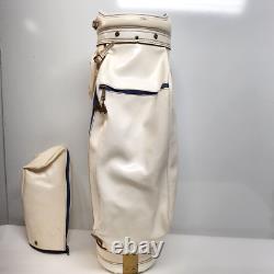 Vintage Hot Z White Faux Leather 3 Way Golf Cart Bag & Cover Made in USA