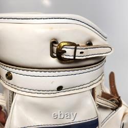 Vintage Hot Z White Faux Leather 3 Way Golf Cart Bag & Cover Made in USA