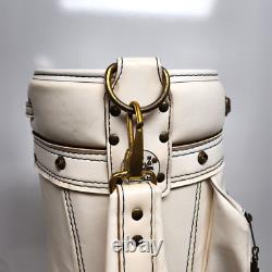 Vintage Hot Z White Faux Leather 3 Way Golf Cart Bag & Cover Made in USA