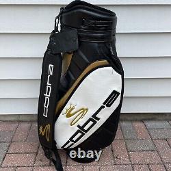 Vintage King Cobra Baffler Golf Staff Cart Bag Black White Gold Raincover