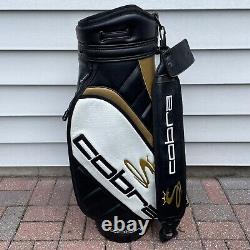 Vintage King Cobra Baffler Golf Staff Cart Bag Black White Gold Raincover