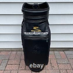 Vintage King Cobra Baffler Golf Staff Cart Bag Black White Gold Raincover