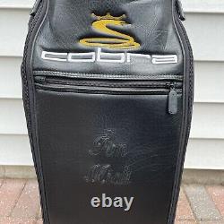 Vintage King Cobra Baffler Golf Staff Cart Bag Black White Gold Raincover